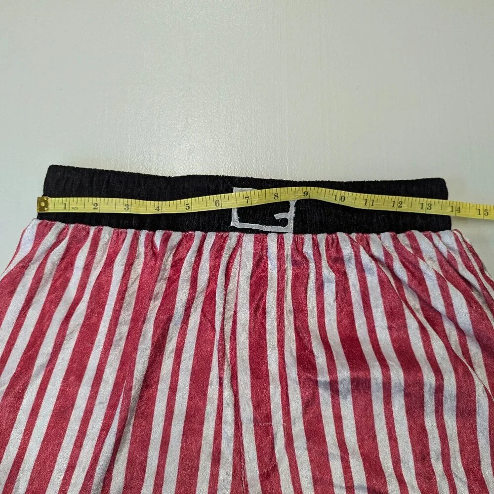 Intimo Christmas Boxers and Hat Size Medium Red and White Striped Crushed Velvet